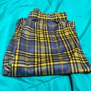 Blue and Yellow Plaid Leggings